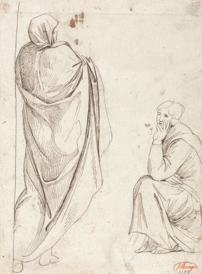 Stehende Figur und sitzende Figur von George Romney
